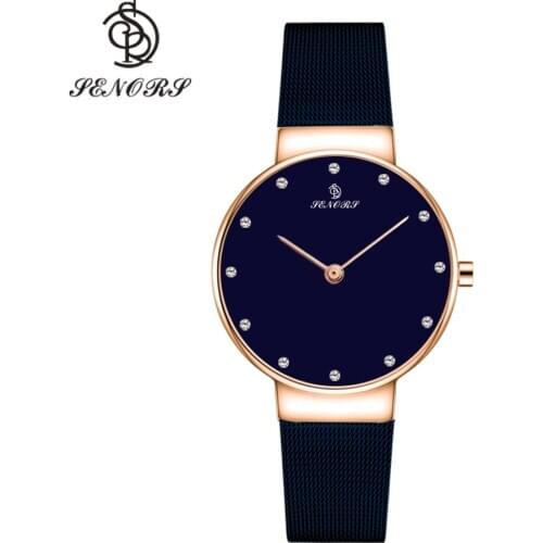 Senors Japan Quartz Movement High Quality Women Stainless Steel Mesh Strap Rose Gold Waterproof Ladies Watch Dropshipping