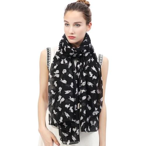 Lovely Rabbit Bunny Print Womens Large Scarf Shawl Wrap Gift Accessory Soft Lightweight for All Seasons