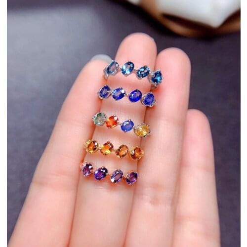Multi Choice Natural Gemstone Ring for Woman 3mm*4mm Sapphire Citrine Topaz Amethyst 925 Silver Gemstone Jewelry