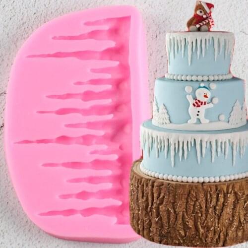 3D Icicle Cake Border Silicone Mold Ice Fondant Molds DIY Christmas Cake Decorating Tools Candy Clay Chocolate Gumpaste Moulds