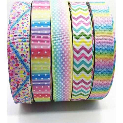 5 Meters Rainbow Cartoon Ribbon Grosgrain 25MM DIY Handmade Ribbons For Hair Accessories Crafts Custom Ribbon Decoration Sewing