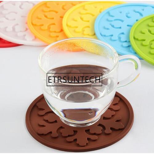 500pcs Creative 9cm Round Square Snowflake Silicone Coaster Tea Cup Mats Pad Heat Insulation Placemat