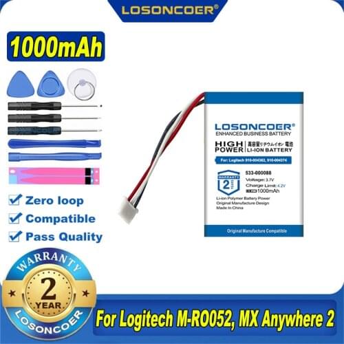750mAh 533-000088 910-004362, 910-004374 AHB303450 Battery For Logitech M-RO052, MX Anywhere 2 MX Master Mouse Touchpad T650