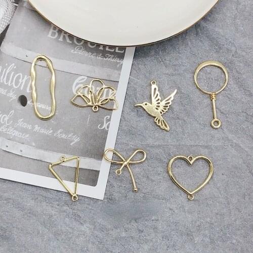 Color Preserving Alloy Accessories Bowknot Love Flower Geometric Shape Pendant DIY Handmade Earring Earring Material