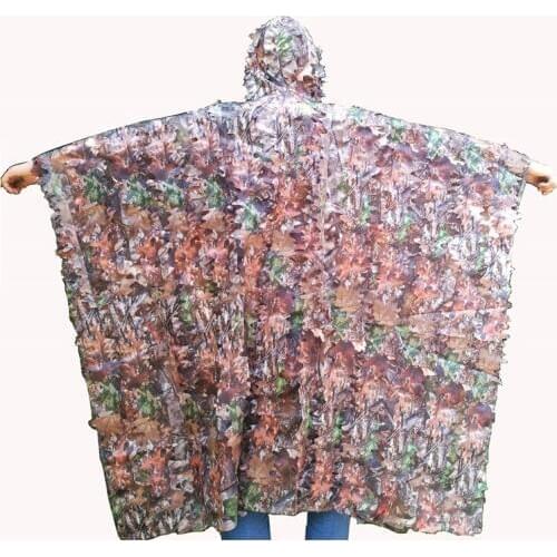 Dead leaves maple leaf and Black Camouflage Hunting Clothes cloak Bionic Ghillie suit Breathable Open Poncho Type Poncho