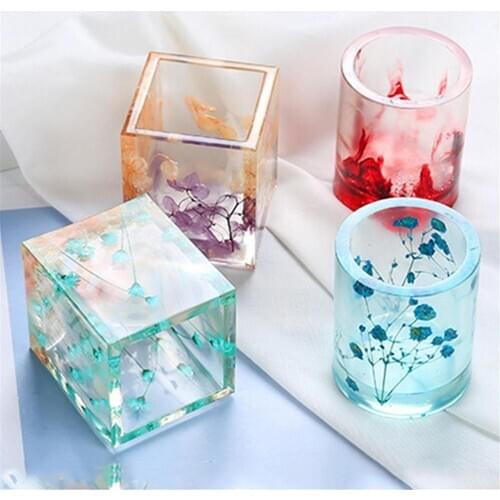 Silicone Mold Epoxy Resin Mold DIY Pen Container Organizer Square Round Storage Holder Silica Molds Crafts Jewelry Making