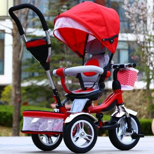 Childrens Tricycle Bicycle Kids Wheelchair Reversible Baby Pram Trike Portable Reversible Three Wheels Stroller Kids' Tricycles