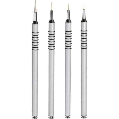 Nail Art Brush Acrylic Paint Set Kit Gel Brush DIY Flower Drawing Silver and Handle Brush for Manicure