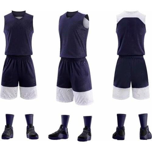 Breathable Reversible Basketball Jersey Set Mens Blank Basketball Tracksuits Boys Team Sportswear Kits Basketball Uniform Print