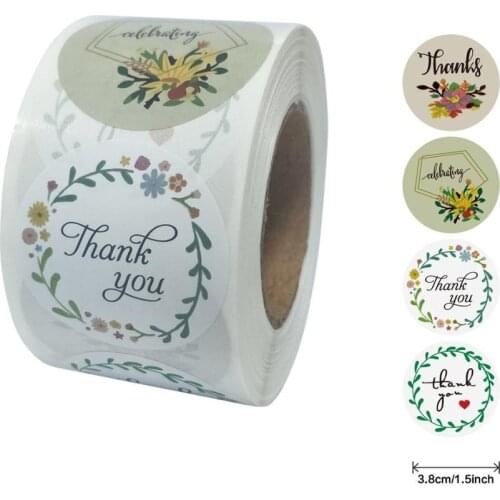 Europe And America Thankyou Adhesive Stickers Labels With Strength Store Waterproof Sticker Full Color Printing