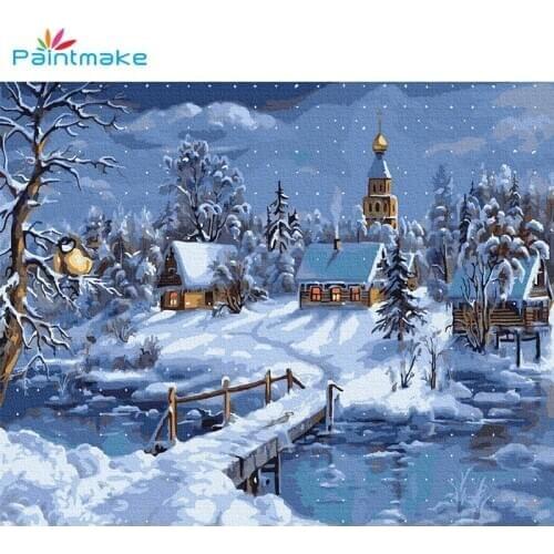 Paintmake snow-covered landscape DIY Paint By Numbers no frame Oil Painting On Canvas For Home Decor Wall Art Picture Gift Adult