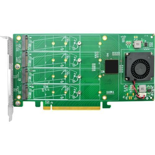 Linkreal Quad M.2 NVMe SSD PCIe x16 Adapter with PLX 8747 PCI Express 3.0 x16 Switch to 4 Ports M.2 Adapter Card-LRNV9547-4I