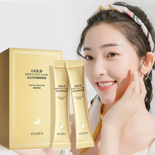 20pcs Gold BirdS Nest Sleeping Mask Ginseng Root Skin-Friendly Smooth Moisturizing Delicate Skin Repairing Skin Care No Wash