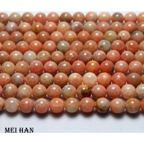 Meihan natural 8mm peach calcite smooth round loose beads for jewelry making DIY women bracelet necklace wholesale