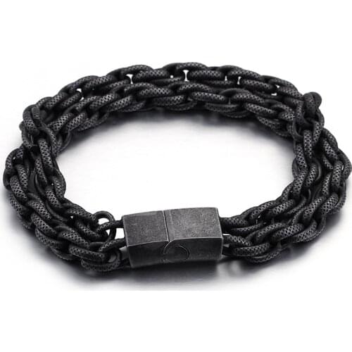 Mens titanium personality male black Japan and South Korea stainless steel bracelet creative gifts