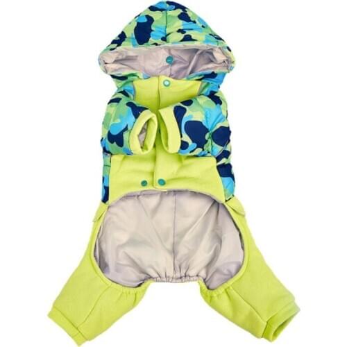 New Camouflage Hooded Four-Legged Teddy Dog Fall And Winter Clothes