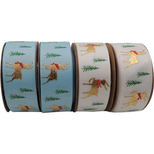 New 2022 Christmas Products Thread-printed Golden Deer Christmas Packaging Auxiliary Ribbon Hot Sale Accessoires