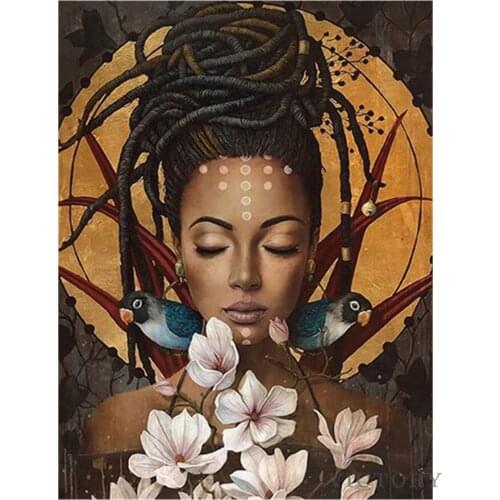 New 5D Diamond Painting African Woman Rhinestones Diamond Embroidery Cross Stitch Portrait Mosaic Sale Home Decortion