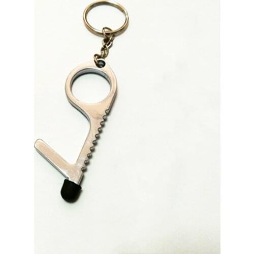 NEW Key Door Opener Non-contact Elevator Personal Safety Protection Zinc Alloy Bottle Touch Screen Pen Key Chain Self-defense