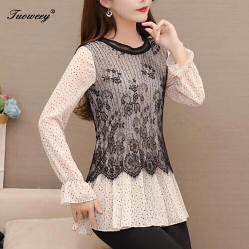 Casual Long Sleeve Floral Chiffon Patchwork Womens Shirts Plus Size Streetwear Blouse Fake Two Pieces Tops Blusas Mujer