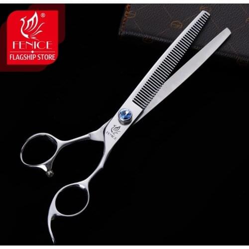 Fenice 7.5 inch Professional Grooming Scissors Thinning Cutting Shears with Blue Screw Japan 440C Stainless Steel