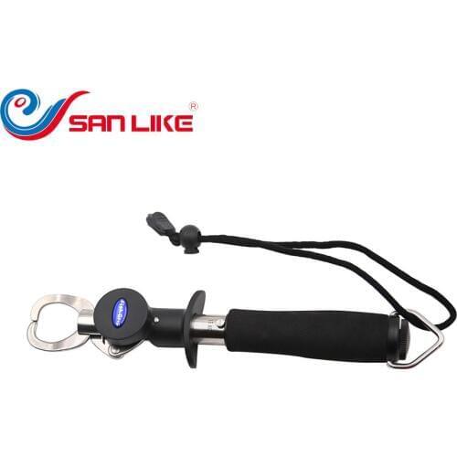 Sanlike Fishing Lip Grip Portable Stainless steel EVA Handle Grabber Fishing Tool with Weight Scale & Ruler Fish Gripper