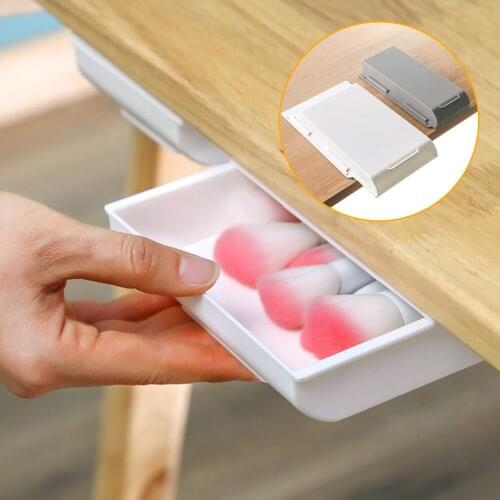 Self-Adhesive Under Desk Drawer Table Storage Drawer Hidden Storage Box Makeup Organizer Office Pencil Tray Pen Holder