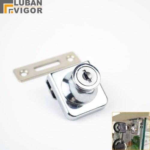 Glass sliding door, serrated lock ,Glass display cabinet locks, Zinc Alloy,Double door,No need drilling, small