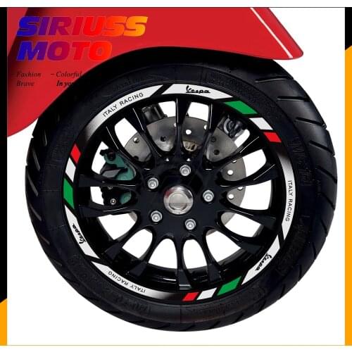 Motorcycle 12" Wheel Reflective Sticker Kit Case for Vespa GTS GTV 250 300 Sprint 50 150 Rim