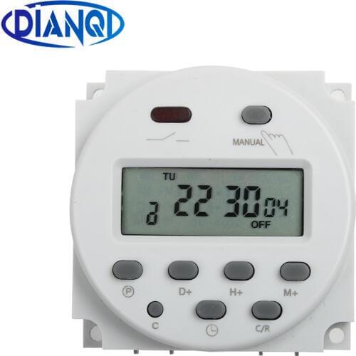No lock CN101A AC DC 12V Round Digital LCD Power Timer Weekly Programmable Electronic Time Relay Switch 8A TO 16A CN101 weekly