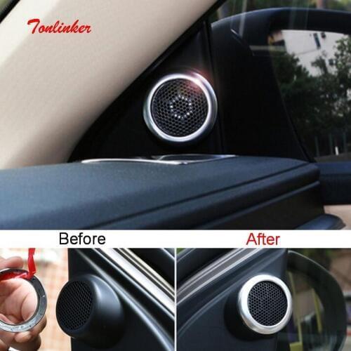 Tonlinker Door Tweeter Speaker Cover Stickers For TOYOTA Corolla Altis 2014-17 Car Styling 2 PCS Stainless Steel Cover stickers