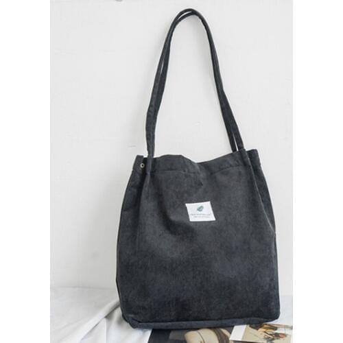 Corduroy Single Shoulder Bag Large Capacity Shopping Bag Female Korean Student Bag Folding Portable Green Bag Shopping Bag