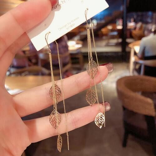 Vintage hollow leaf metal pendant ear line Long Tassel 2020 Trend exquisite Jewelry Earrring Fashion Simple Womens Ear Jewelry