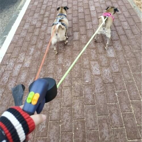 Retractable Dual Pet Dog Leash Rope Auto Flexible Pet Traction Rope Adjustable Dog Ropes Pet Nylon Belt Leashes for Pet Supplies