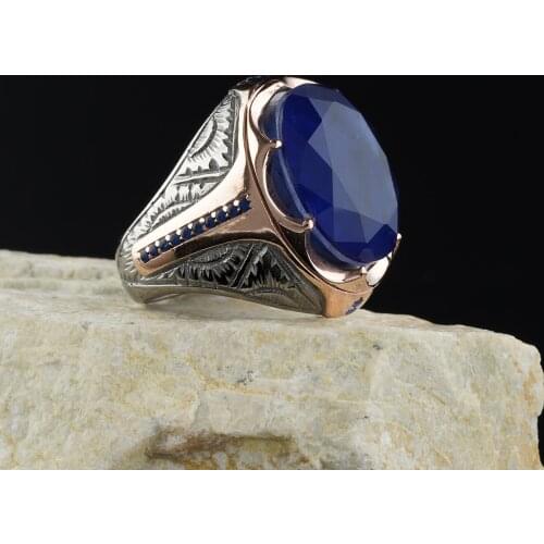 Custom Jewelry Guaranteed High-quality 925 Sterling Silver Barbiya stone ring green color in a luxurious way for men with gif