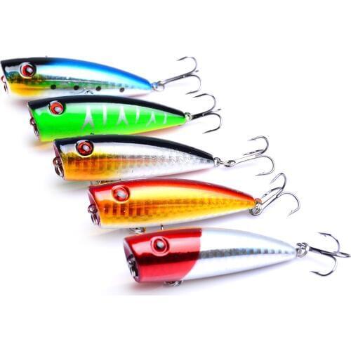 YUZI 5PCS 6.5cm 10g Popper Fishing Lure Pesca Bait for pike Topwaer Artificial Bait 3D Eyes Japan Crankbait Wobblers