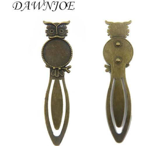 20mm Vintage owl Manual Bookmark Cabochon Tray Base Blank Setting DIY Jewelry Making supplies for Jewelry Components