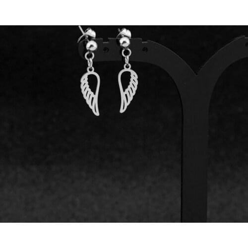 New Simple Angel Wing Stud Earrings Stainless Steel Spring Ear Clip Fashion Womens Street Photo Jewelry Accessories