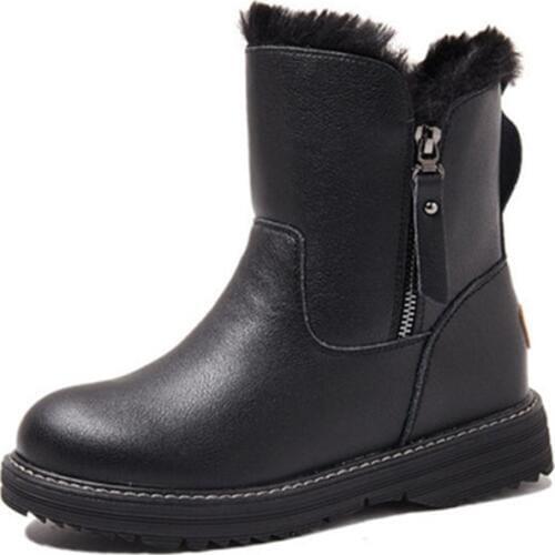 Woman Genuine Leather Winter Shoes Casual Heels Snow Boot Women Black Ankle Boots Thick Plush Warm Snow Shoes Women Winter Boot