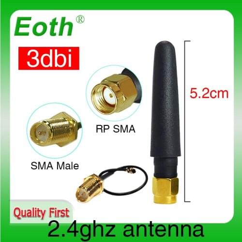 2.4Ghz Wifi Antenna 3dbi RP-SMA Connector 2.4 ghz antenne 2.4G wifi antena router + IPX to SMA Male pigtail Extension Cable