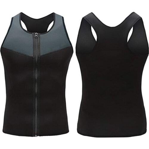 1Days Ship Men Fashion Fitness Gym Neoprene Sauna Vest Sweaty Waist Trainer Body Shaper Slimming Suit Weight Loss Zipper Vest