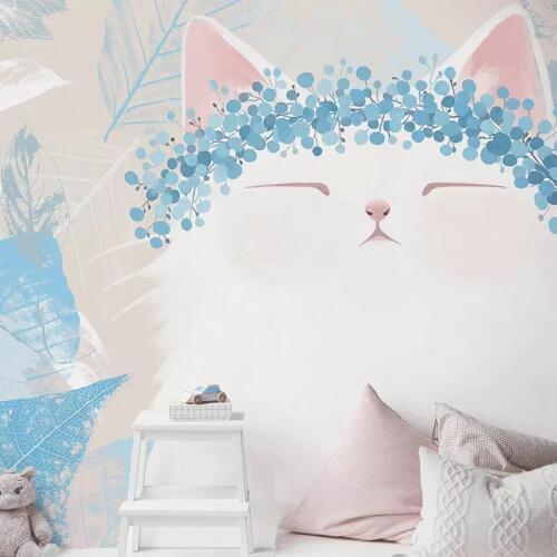 Custom Any Size 3D Photo Wallpaper Cute Cartoon Cat Murals Childrens Room Bedroom Living Room Background Mural Wallpaper 8D