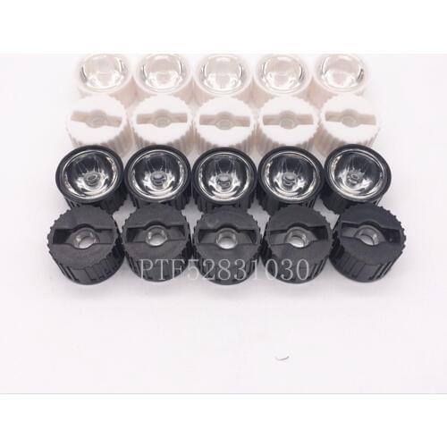 50set/lot 5 8 10 15 25 30 45 60 90 120 Degrees LED Lens 20mm PMMA Lens + Bracket For DIY 1W 3W 5W High Power LED Chip COB