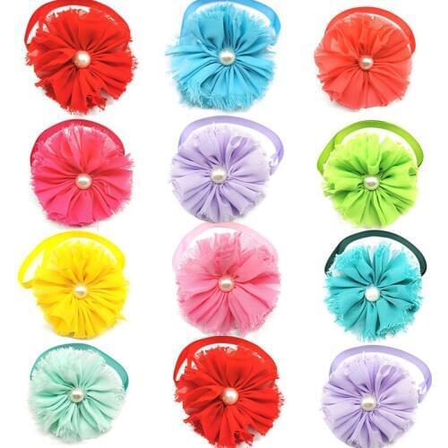 50pcs Dog Accessories Dog Grooming Bow Ties Pearls Pet Dog Tie Adjustable Cat Puppy Collar Bowties Pet Products