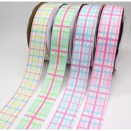 50 yards 1.5'' 38MM Lattice Printed Grosgrain Ribbons For Hair Bows DIY Handmade Materials Y202081102