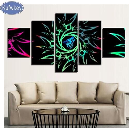 Abstract Green Flowers 5pcs/set Diamond Painting Cross Stitch Diamond Embroidery full square Rhinestone Mosaic Home Decoration