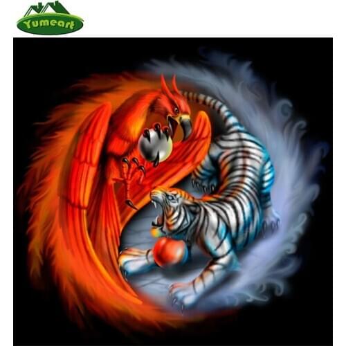 Diy 5D Diamond Painting Cross Stitch Room Decoration Square Drill Diamond Embroidery Tiger and Phoenix Mosaic Pictures Animals