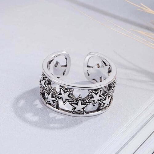 Bohemia Star Opening Finger Ring for women Lady Cocktail Party Club Ring Engagement Vintage Resizable rings Anniversary Gifts