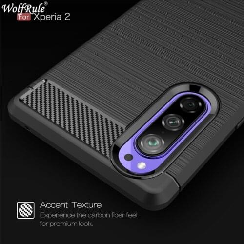 Case For Sony Xperia 2 Case on Xperia 2 Shockproof Rubber Silicone Funda Bumper Carbon Fiber Cover For Sony Xperia 2 Phone Cover