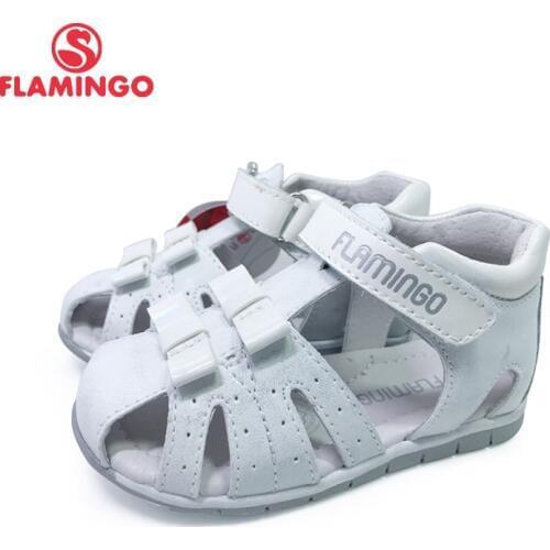 FLAMINGO kids Sandals Hook& Loop Flat Arched Design Chlid Casual Princess Shoes Size 19-24 For Girls 201S-XY-1689